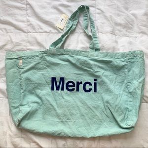 Pale turquoise Merci tote